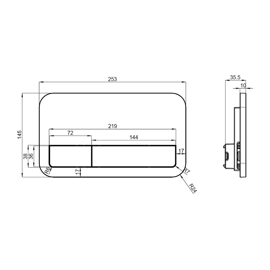 Клавиша смыва Villeroy & Boch ViConnect матовый черный 922490AN