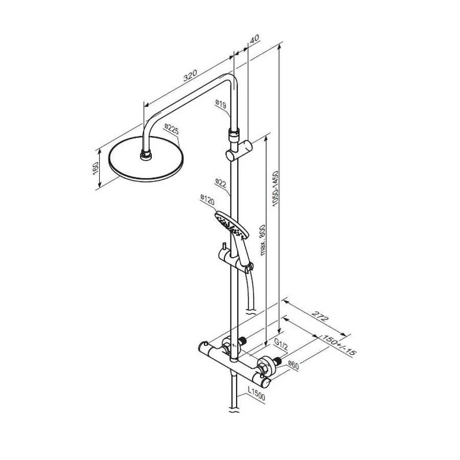 Душевая система с термостатом Damixa Jupiter 977800300