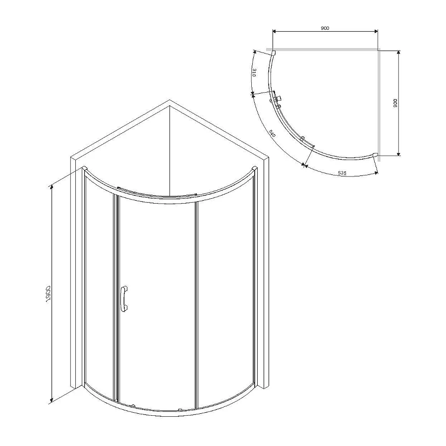 Душевое ограждение Am Pm Like без поддона W83G-315-090CT 90х90 см