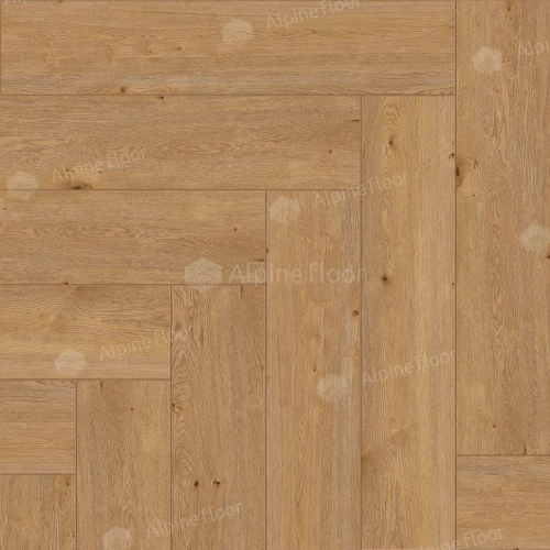 Каменный SPC ламинат Alpine Floor Parquet Light синхронное тиснение Дуб Хатиса ЕСО 13-27 43 класс 4 мм 1.95 кв.м 60х12.5 см
