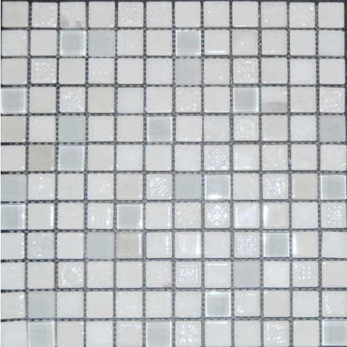 Мозаика Tonomosaic CS235 глянцевая, из керамики, камня и стекла, белая 30*30 см