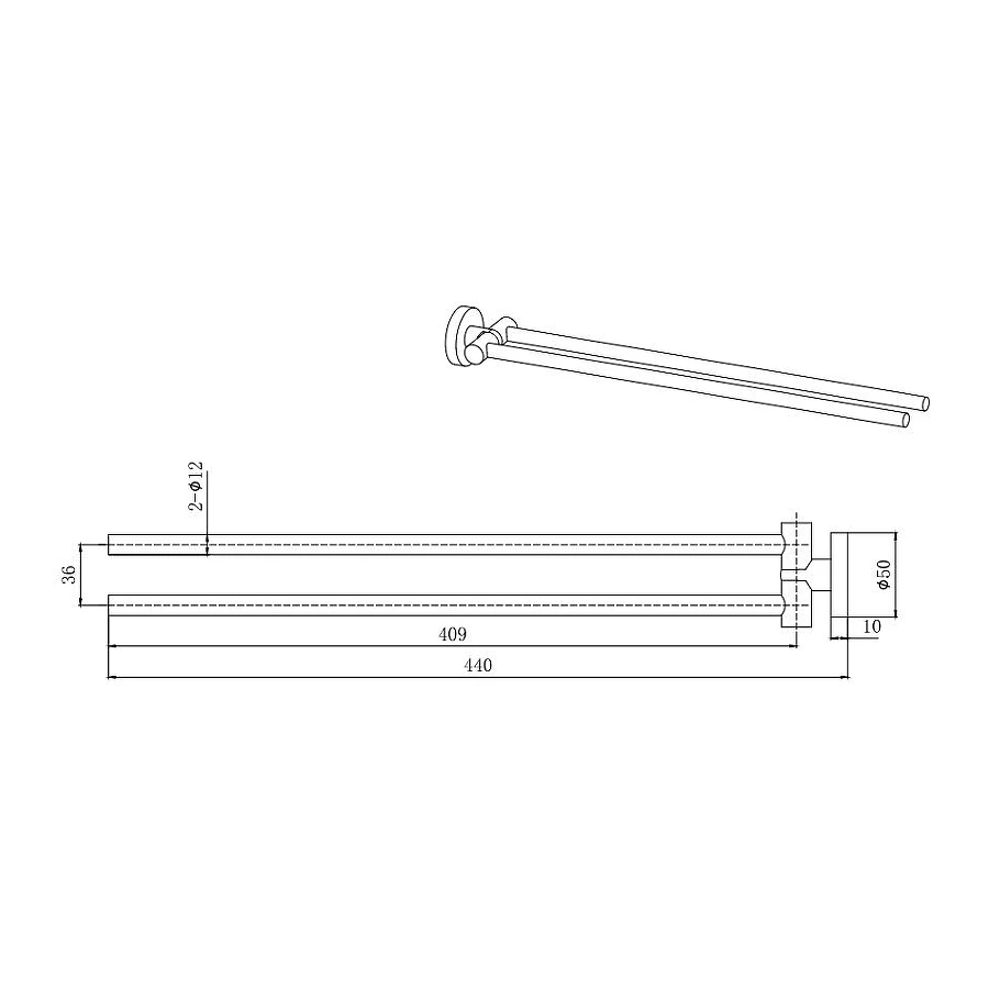 Полотенцедержатель Aquatek Вега двойной матовый черный AQ4013MB