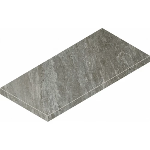 Ступень угловая левая из керамогранита Italon Магма Фог Грип серая 620070002973 60х33 см