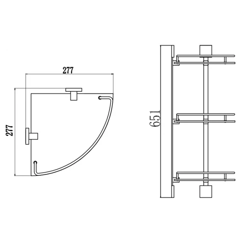 Полка Savol угловая тройная стеклянная хром S-065322A-3