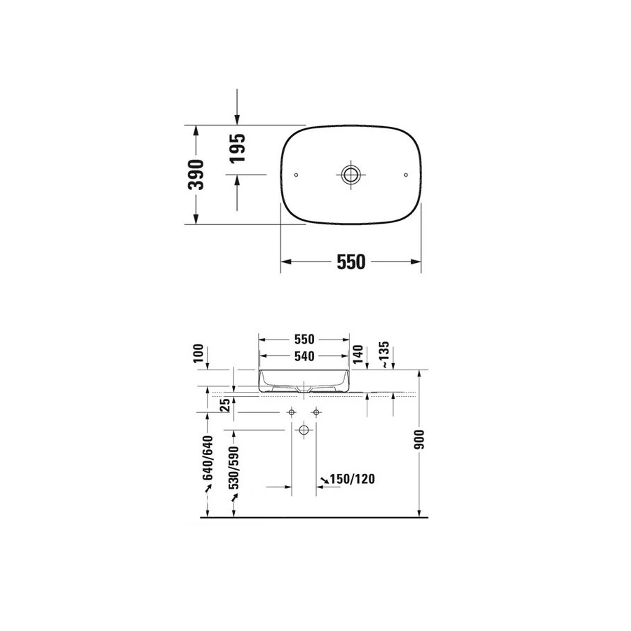 Раковина Duravit Zencha без перелива черный 2373551379 55x39 см