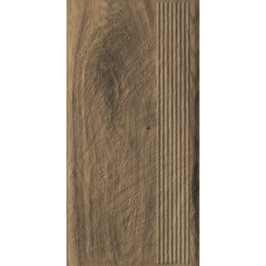 Ступень Paradyz Carrizo Wood Stopnica Prosta Struktura Mat B1a матовая коричневая 60х30 см