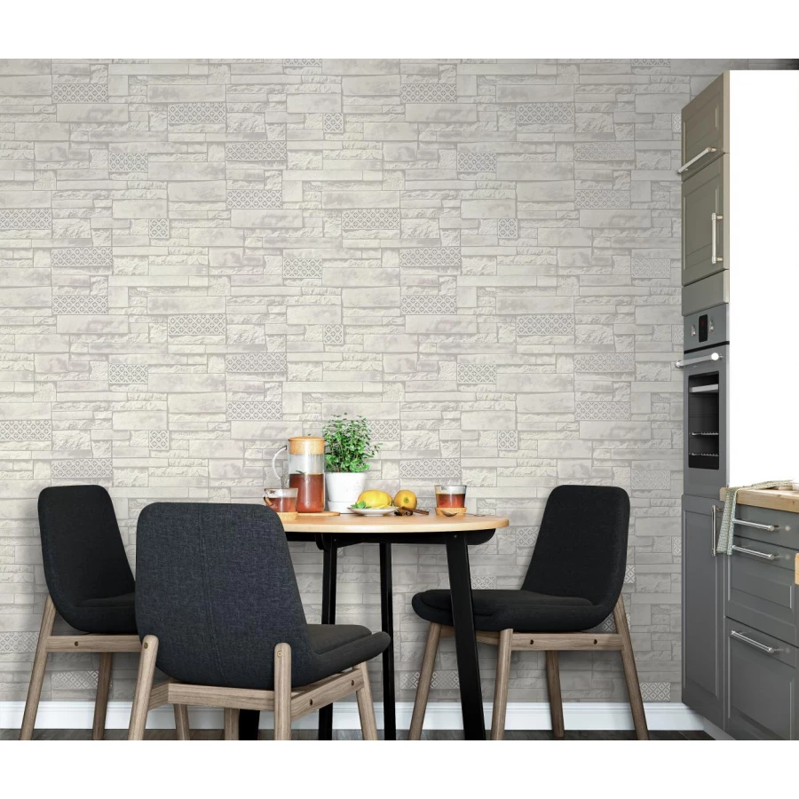 Обои виниловые Palitra Home Antic HomeColor серые HC11058-44 0,53х10,05 м