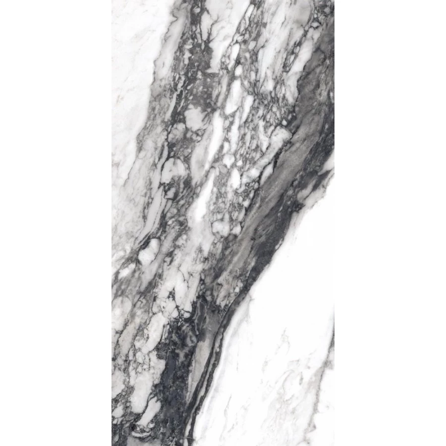 Керамогранит QUA Granite Terra Bianca Full Lap глянцевый черно-белый S06FD129D1X10F0 120х60 см