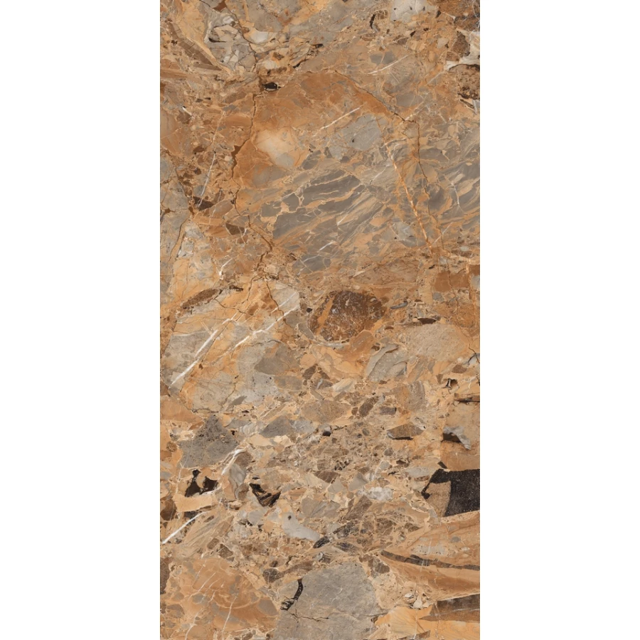 Керамогранит Maimoon Ceramica HG Glossy Breccia Fantastico Brown HGGF00007 160x80 см