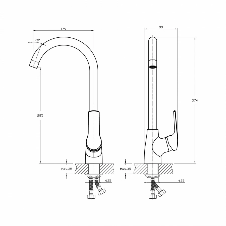 Смеситель для кухни Koller Pool Twist TW0500 хром