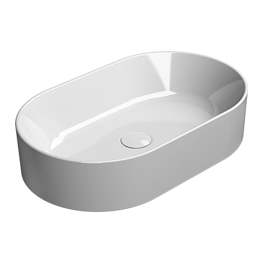 Раковина овальная накладная GSI ceramica Kube X цвет белый 945811 60х37 см