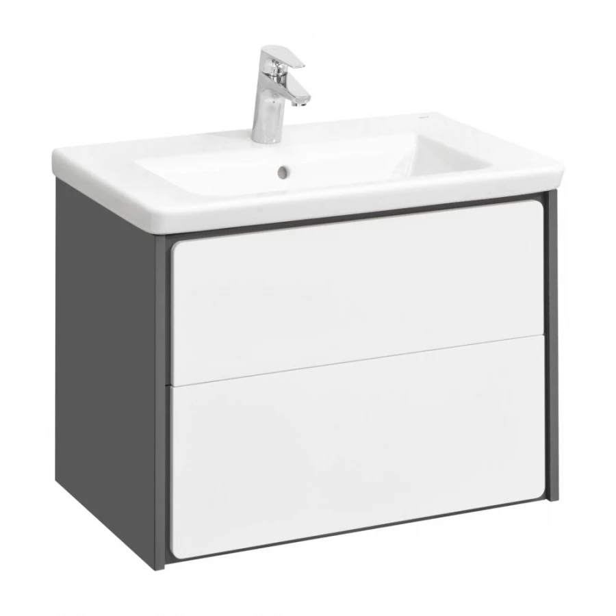 Тумба под раковину Roca Ronda 70 система push-to-open, белый глянец/антрацит ZRU9302964