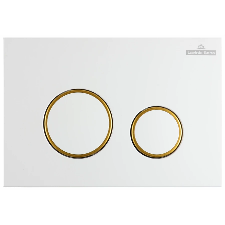 Пластиковая клавиша смыва Lavinia Boho RelFix 38050804, c антибактериальным покрытием SanitiZed, цвет белый / золотой глянец