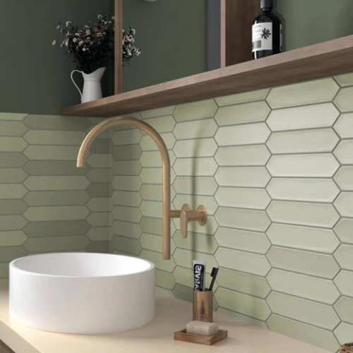 Плитка настенная Equipe Lanse Bahia 27487 глазурованный матовый зеленый 25*5 см