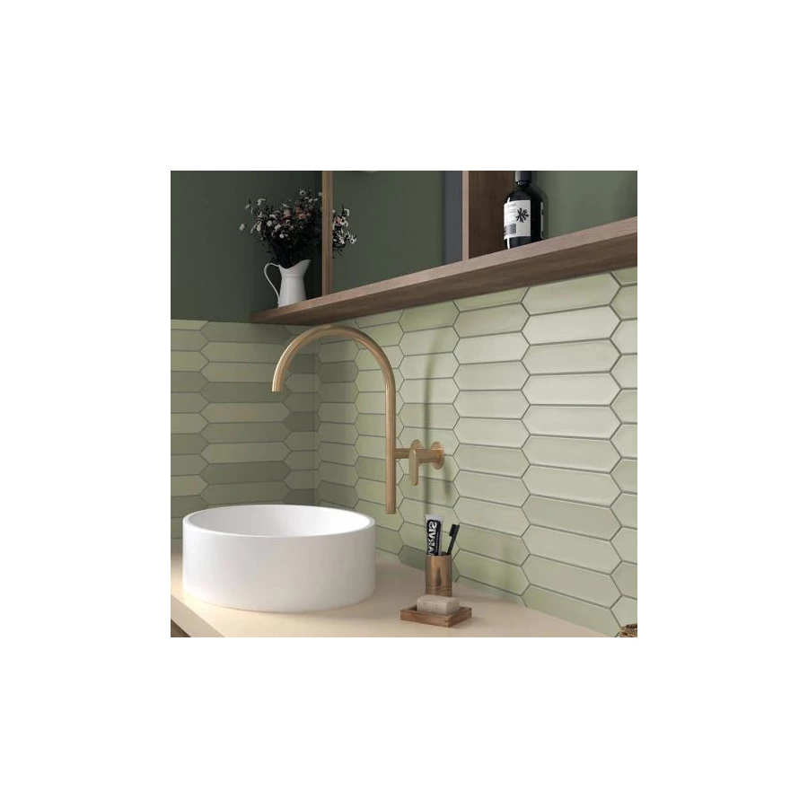 Плитка настенная Equipe Lanse Bahia 27487 глазурованный матовый зеленый 25*5 см