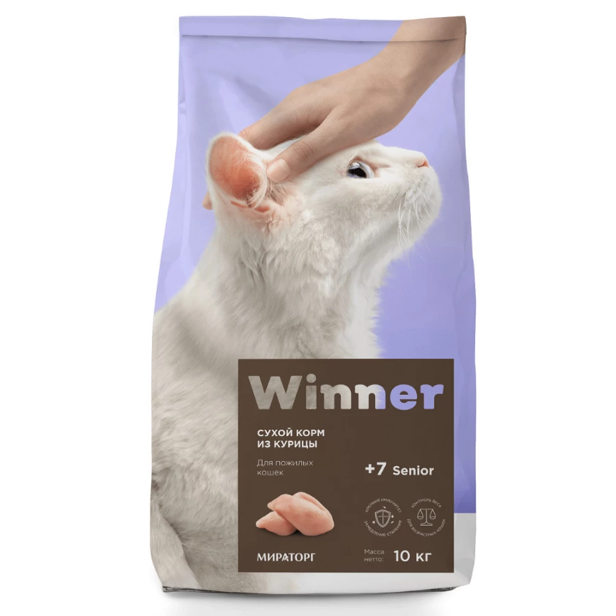 Сухой корм для пожилых кошек Winner курица 10 кг 