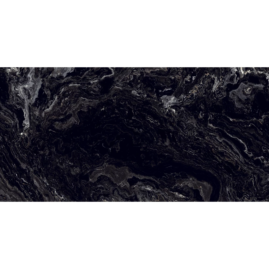 Керамогранит lamore Ceramic High Gloss 60х120 Amrone Black глянцевый черный 60/120-004 120х60 см