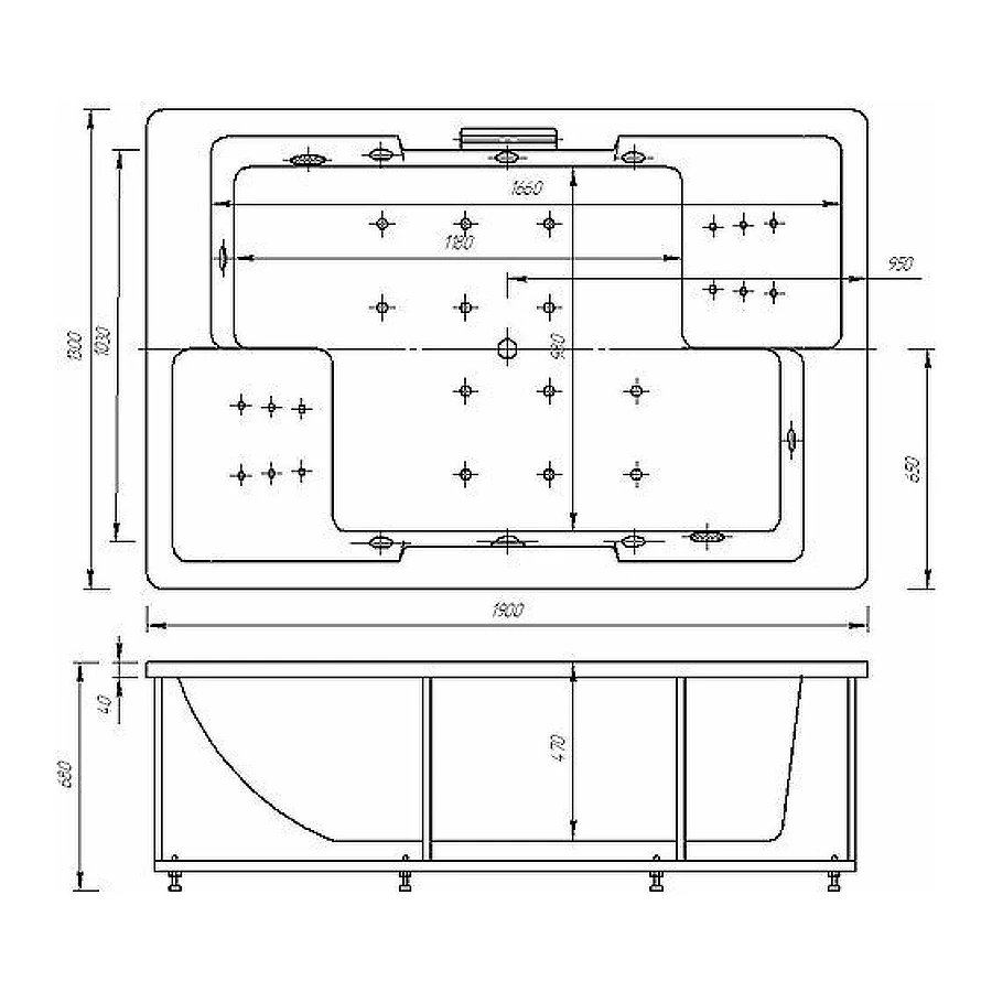Ванна акриловая Aquatek Дорадо без гидромассажа DOR190-0000006 190х130 см
