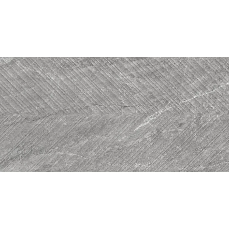 Плитка облицовочная Керамин Стоунхендж 1Д структурированная шеврон матовая серая 60х30 см