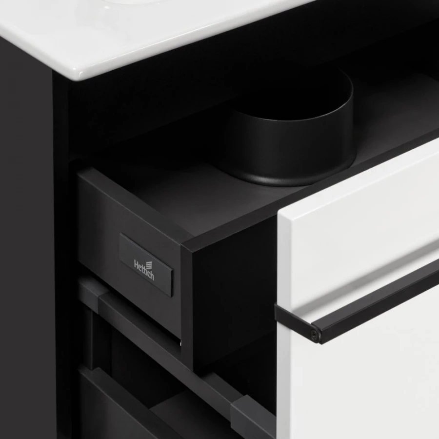 Тумба под раковину Roca Aneto, белый глянец, черный матовый 857430806 80 см