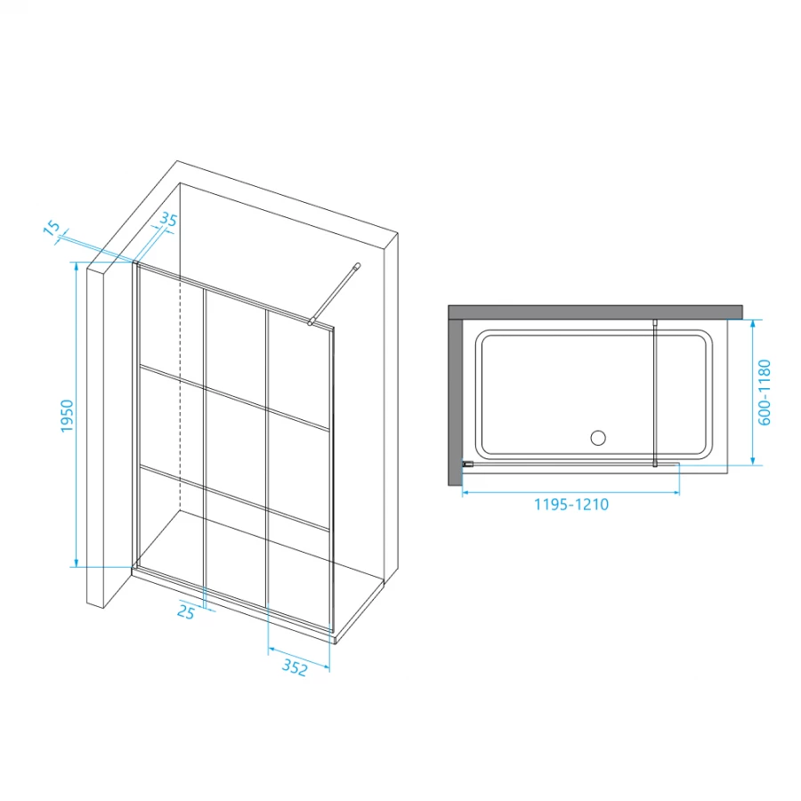 Перегородка для душа RGW WA-111B 411011112-84 1200 прозрачное