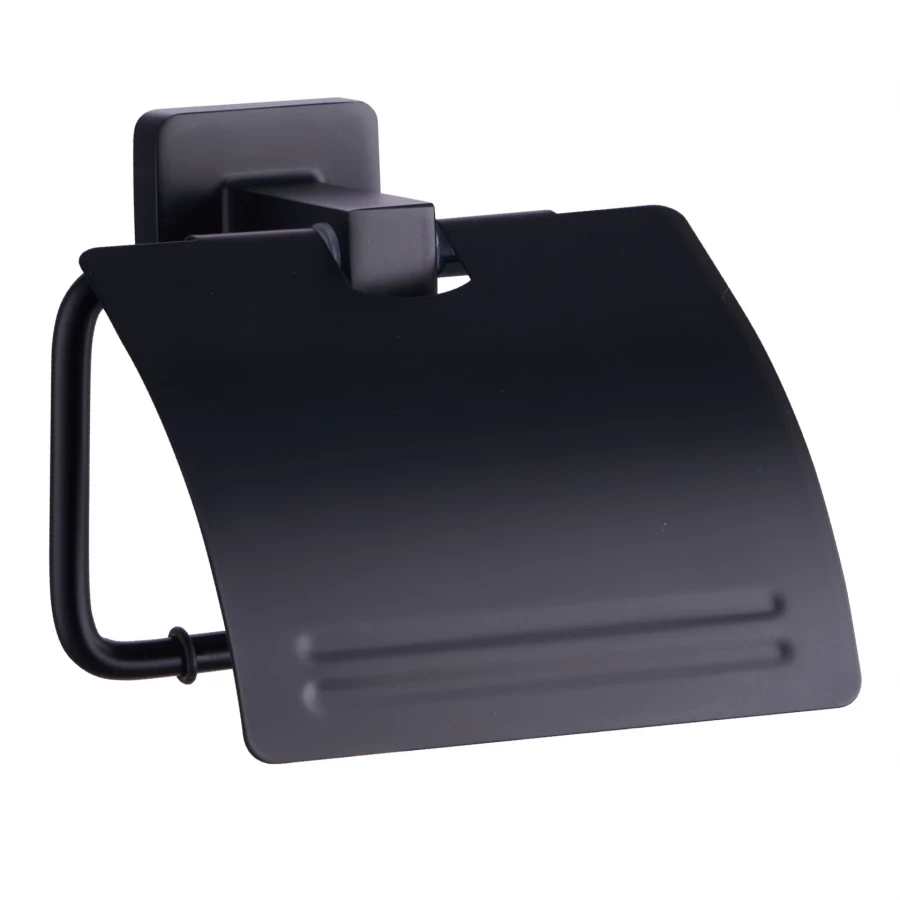 Держатель Fashun для туалетной бумаги с крышкой чёрный A2603-7