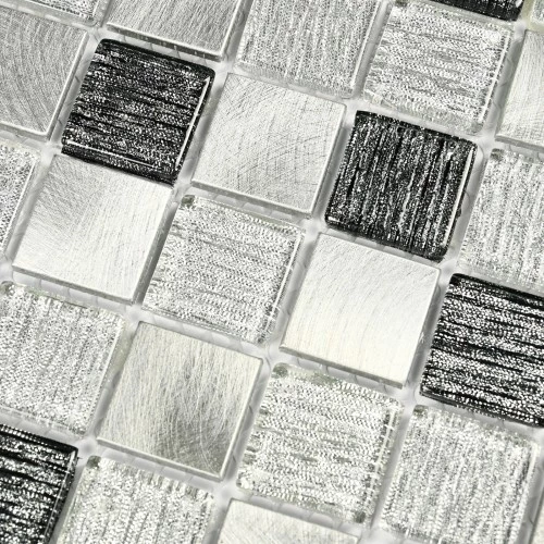 Мозаика Bonaparte Стеклянная мозаика Trend Silver 23х23 фольгированная глянцевая серебряная 30х30 см