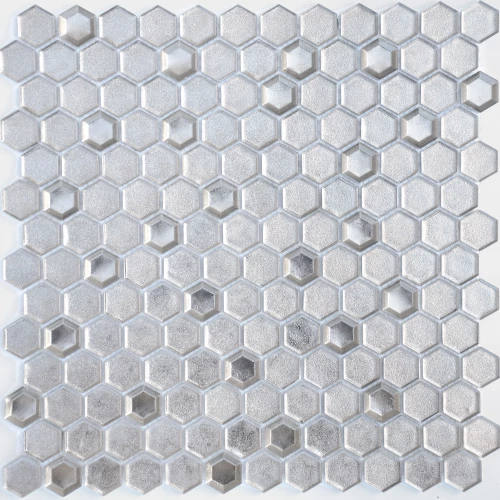 Стеклянная мозаика LeeDo Ceramica Argento grani hexagon серебристый 30x30 см