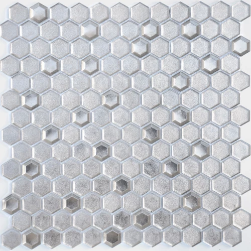 Стеклянная мозаика LeeDo Ceramica Argento grani hexagon серебристый 30x30 см