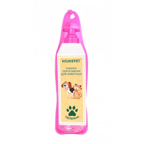 Поилка портативная для животных Homepet розовая YE82512-R 26,5х24,5х6,5 см 500 мл