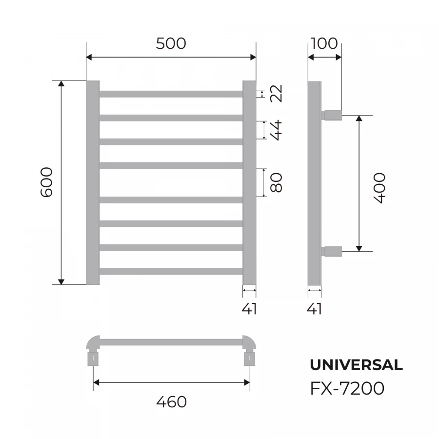 Полотенцесушитель электрический Fixsen Universa черный FX-7200B 60х50 см