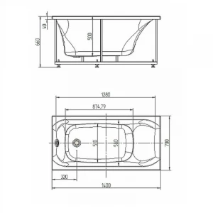 Акриловая ванна Aquatek Альфа с фронтальным экраном слив слева без гидромассажа ALF140-0000019 140х70 см