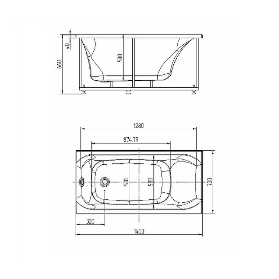 Акриловая ванна Aquatek Альфа с фронтальным экраном слив слева без гидромассажа ALF140-0000019 140х70 см