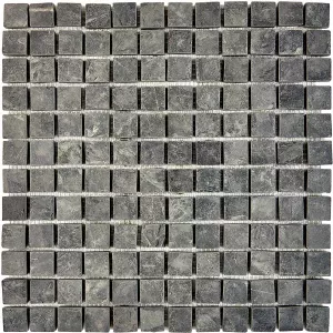Мозаика Pixel mosaic Сланец Slate Black чип 23х23 мм сетка Pix297 30,5х30,5 см
