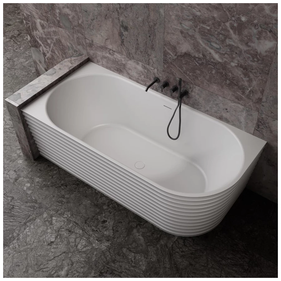 Ванна из искусственного камня Abber Stein белая матовая AS9651 L 170х80 см