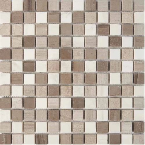 Мозаика Pixel mosaic Мрамор White Wooden Dolomiti Bianco Athens Grey чип 23x23 мм сетка Матовая Pix 279 30,5х30,5 см