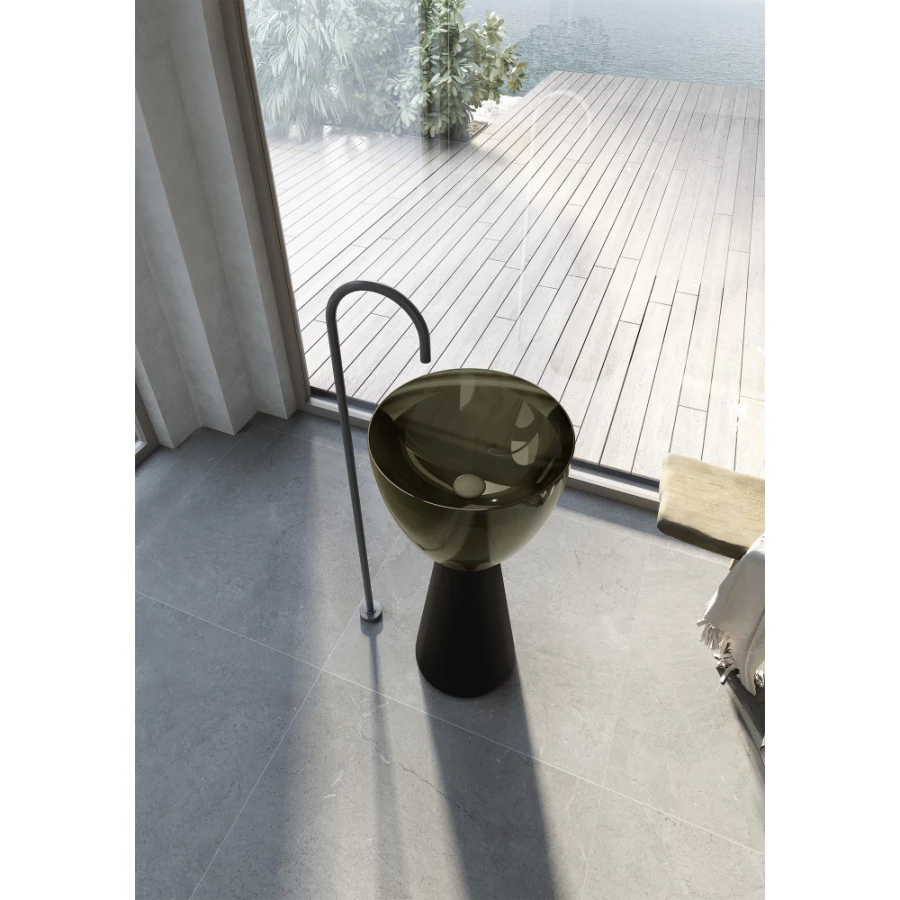 Раковина отдельностоящая прозрачная Abber Kristall черный оливковый AT2703Black-Vesuvian 45х45 см