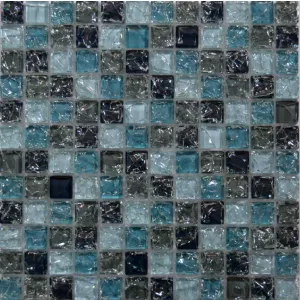Мозаика Tonomosaic CC164 глянцевая из стекла, голубая, синяя, белая 30*30 см