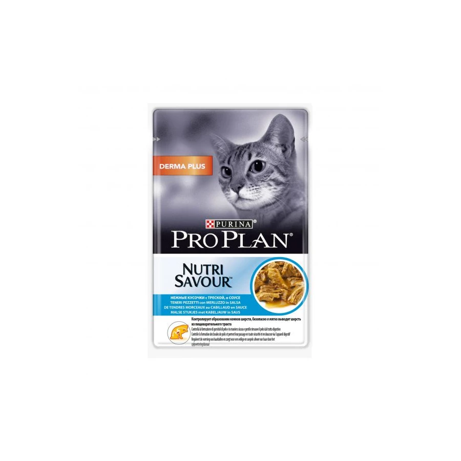 Влажный корм для кошек с чувствительной кожей ProPlan Derma + треска в соусе 85 г