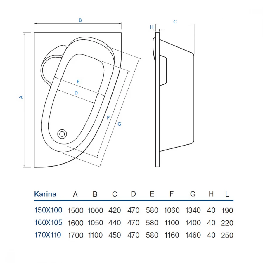 Акриловая ванна Koller Pool Karina KARINA150X100R 150х100 см