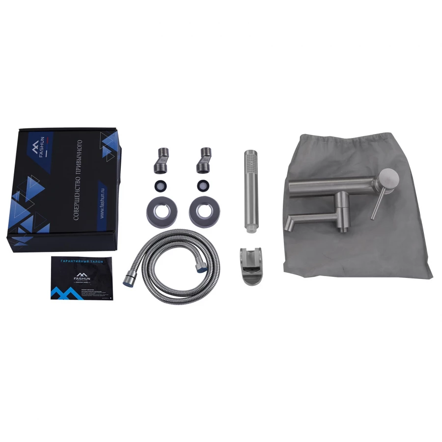 Смеситель Fashun ванно душевой с душевым гарнитуром сатин A53033