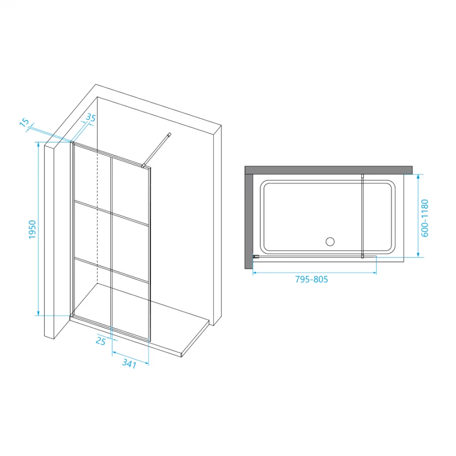 Перегородка для душа RGW WA-111B 411011108-84 800 прозрачное
