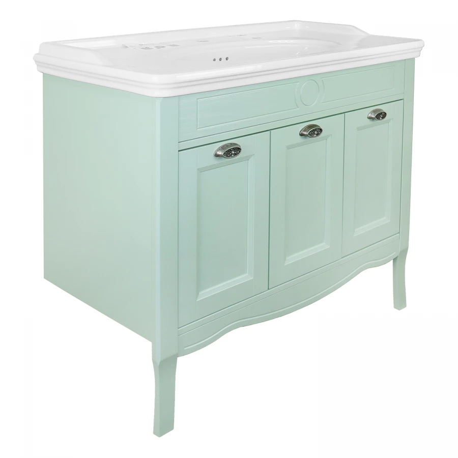 Комплект Тумба Azario Carolina 100 патина с раковиной Artdeco 100 Kale фисташковый CS00089178 100х88х50 cм