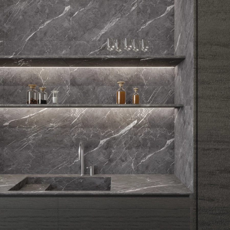 Керамогранит Arcadia Ceramica Esperia Grigio Carving серый CR6001-A 60х60 см