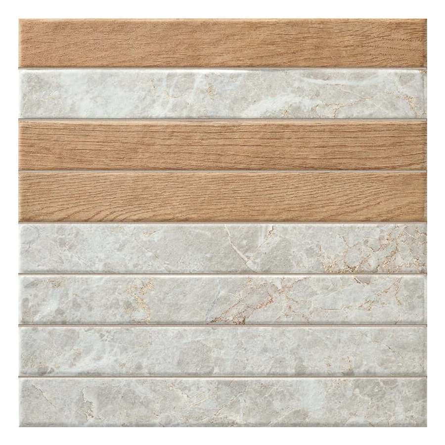 Плитка настенная La Platera Capri Brick White Mix матовая серо-бежевая AC48897 35х35 см