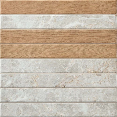 Плитка настенная La Platera Capri Brick White Mix матовая серо-бежевая AC48897 35х35 см