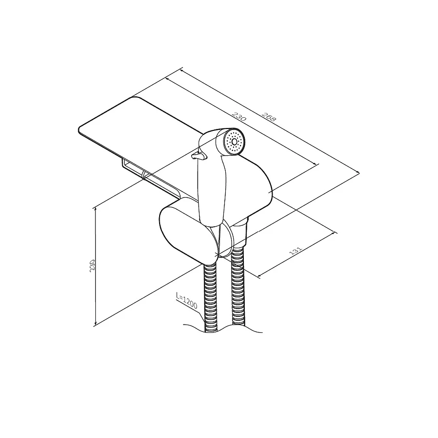 Смеситель Am Pm Like монтируемый в стену с гигиеническим душем и полкой F0202622