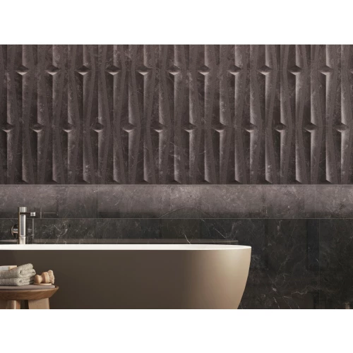Декор Porcelanosa Веллуто Неро Десо / Velluto Nero Deco матовый черный 100354913 150х59,6 см
