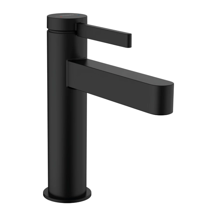 Смеситель для раковины Hansgrohe Finoris однорычажный 110 со сливным гарнитуром матовый черный 76020670