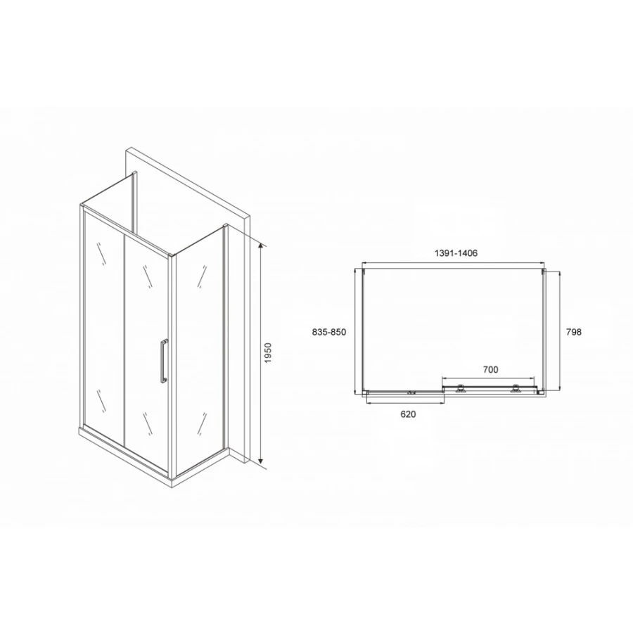 Душевой уголок Abber Schwarzer Diamant AG30140H-S85-S85